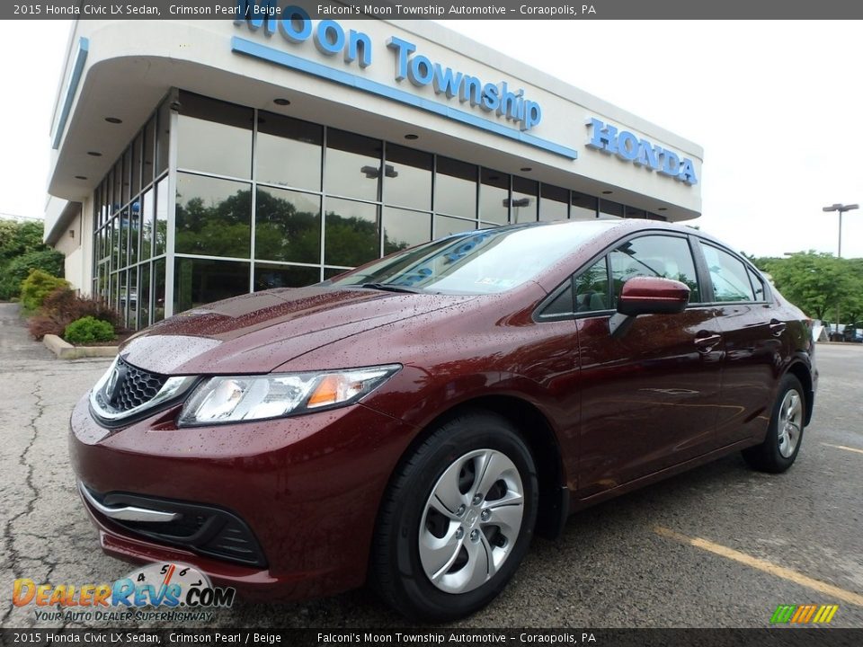 2015 Honda Civic LX Sedan Crimson Pearl / Beige Photo #1