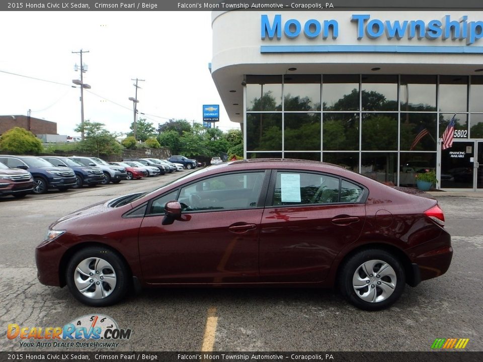 2015 Honda Civic LX Sedan Crimson Pearl / Beige Photo #2