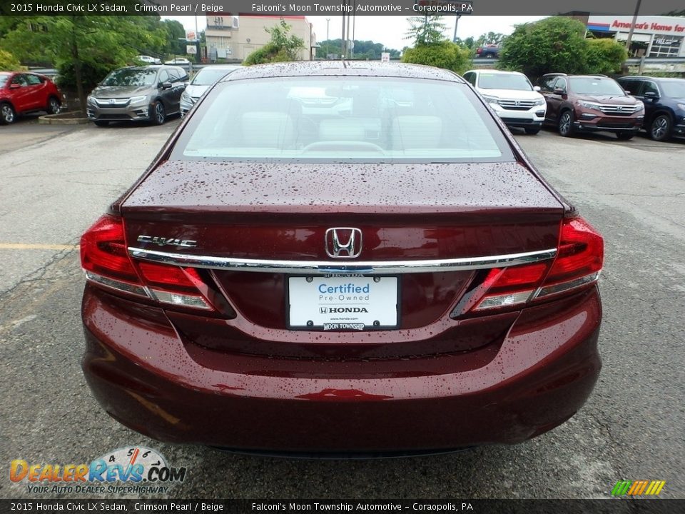 2015 Honda Civic LX Sedan Crimson Pearl / Beige Photo #4