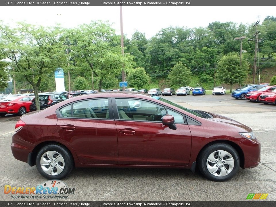 2015 Honda Civic LX Sedan Crimson Pearl / Beige Photo #6