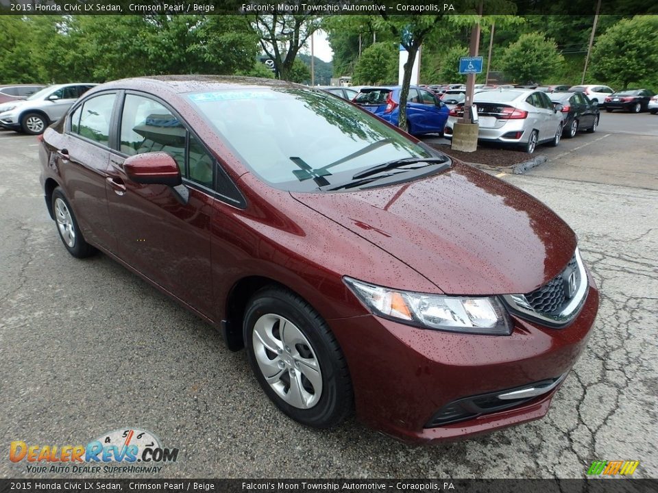 2015 Honda Civic LX Sedan Crimson Pearl / Beige Photo #7