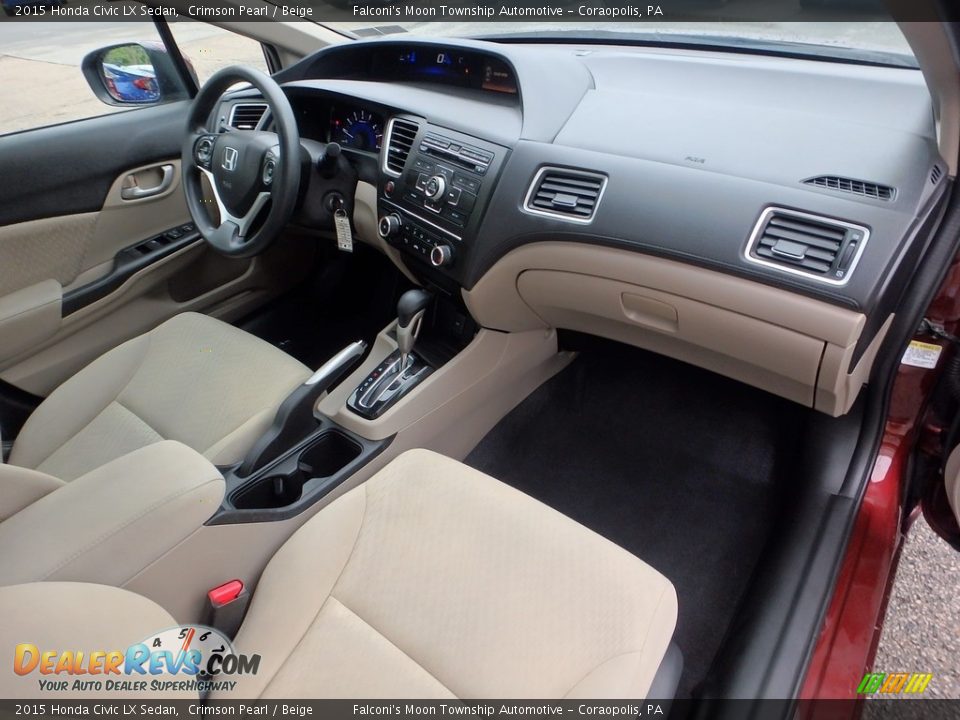 2015 Honda Civic LX Sedan Crimson Pearl / Beige Photo #11