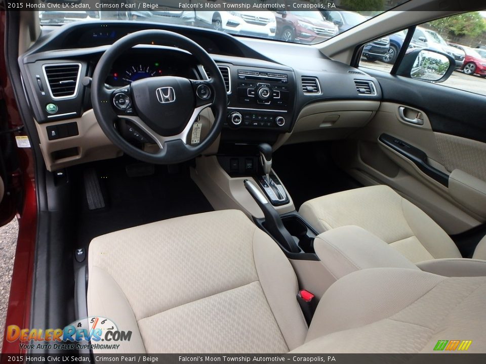2015 Honda Civic LX Sedan Crimson Pearl / Beige Photo #17