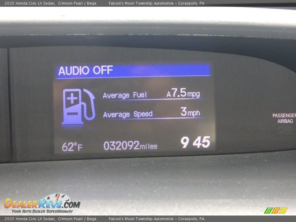 2015 Honda Civic LX Sedan Crimson Pearl / Beige Photo #24