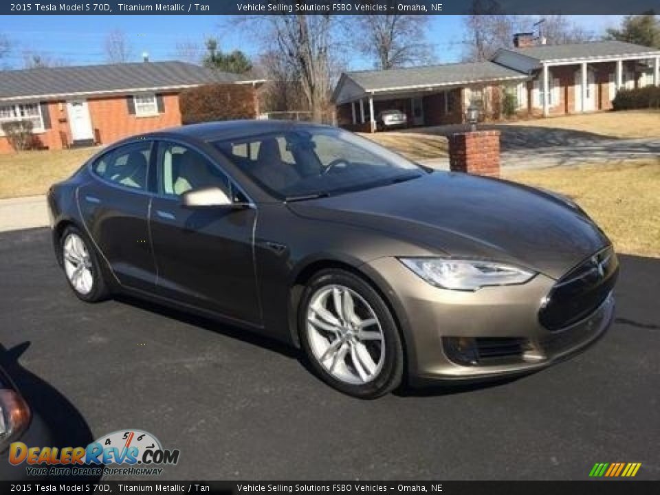 2015 Tesla Model S 70D Titanium Metallic / Tan Photo #1