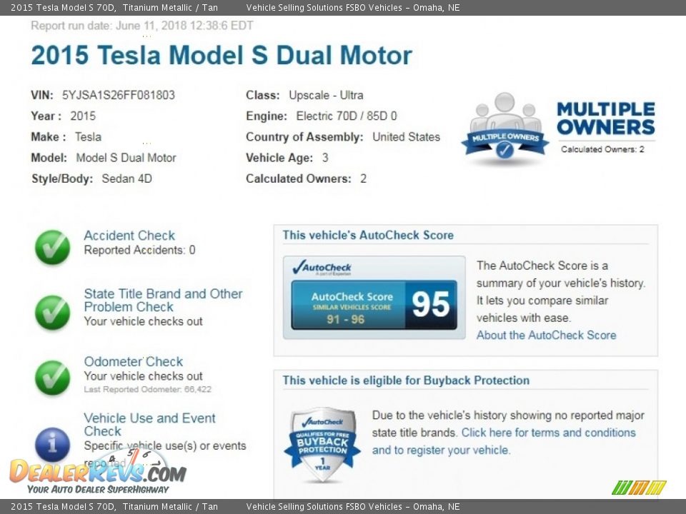 Dealer Info of 2015 Tesla Model S 70D Photo #2