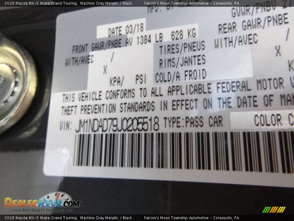 2018 Mazda MX-5 Miata Grand Touring Machine Gray Metallic / Black Photo #9