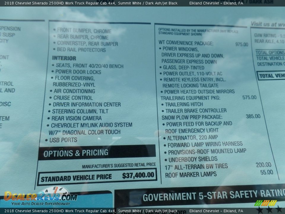 2018 Chevrolet Silverado 2500HD Work Truck Regular Cab 4x4 Summit White / Dark Ash/Jet Black Photo #29