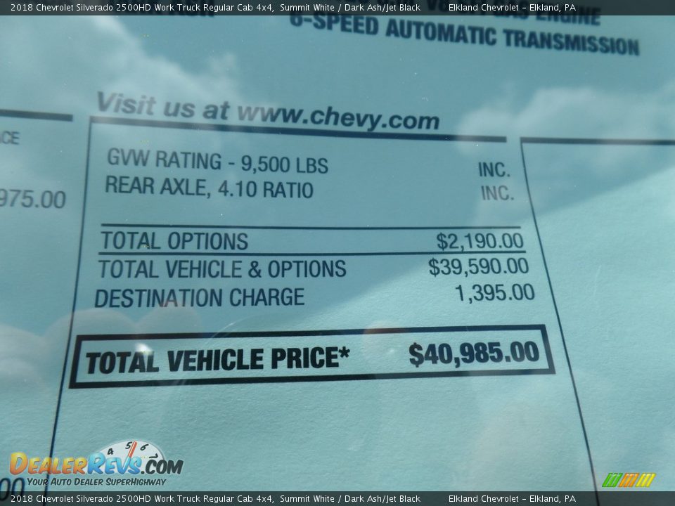 2018 Chevrolet Silverado 2500HD Work Truck Regular Cab 4x4 Summit White / Dark Ash/Jet Black Photo #30