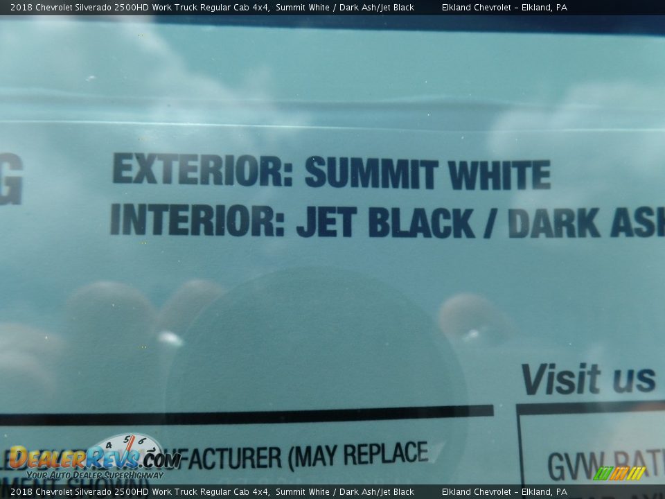 2018 Chevrolet Silverado 2500HD Work Truck Regular Cab 4x4 Summit White / Dark Ash/Jet Black Photo #32