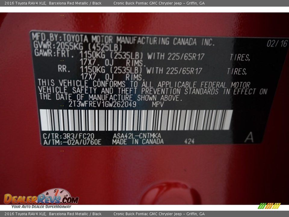 2016 Toyota RAV4 XLE Barcelona Red Metallic / Black Photo #21