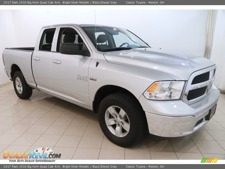 2017 Ram 1500 Big Horn Quad Cab 4x4 Bright Silver Metallic / Black/Diesel Gray Photo #1