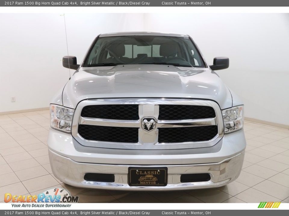 2017 Ram 1500 Big Horn Quad Cab 4x4 Bright Silver Metallic / Black/Diesel Gray Photo #2