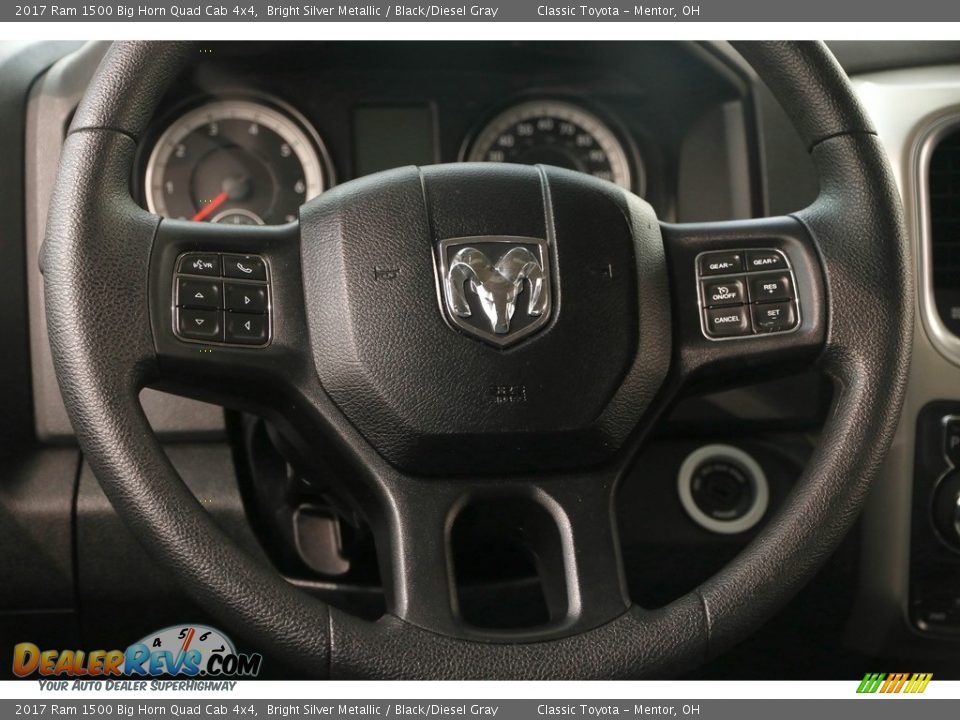 2017 Ram 1500 Big Horn Quad Cab 4x4 Bright Silver Metallic / Black/Diesel Gray Photo #6