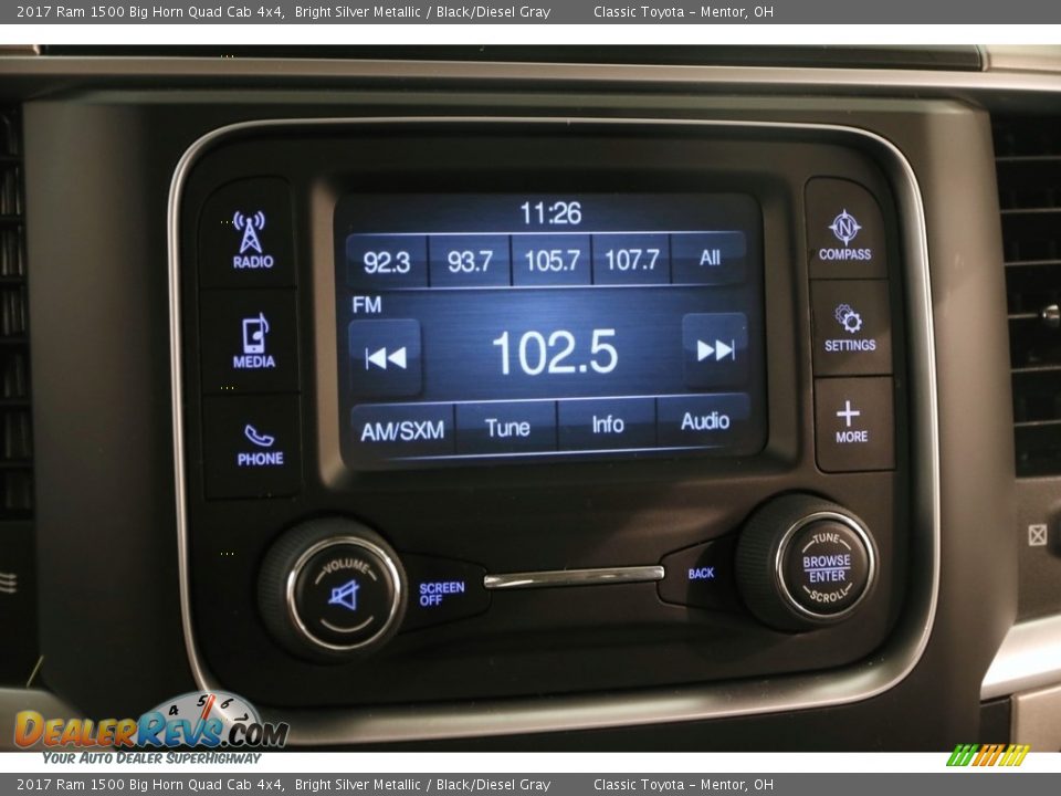 2017 Ram 1500 Big Horn Quad Cab 4x4 Bright Silver Metallic / Black/Diesel Gray Photo #10