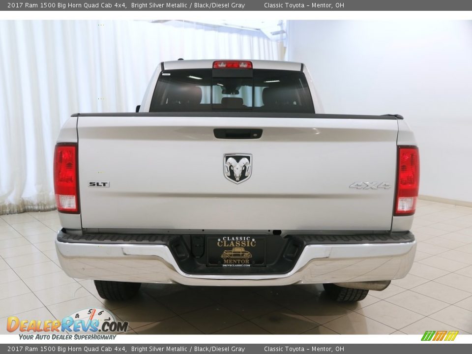 2017 Ram 1500 Big Horn Quad Cab 4x4 Bright Silver Metallic / Black/Diesel Gray Photo #16