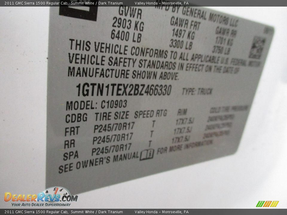 2011 GMC Sierra 1500 Regular Cab Summit White / Dark Titanium Photo #19