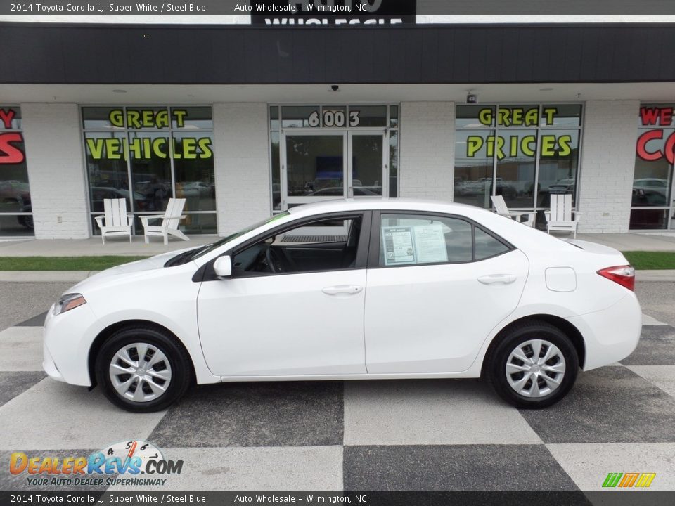 2014 Toyota Corolla L Super White / Steel Blue Photo #1