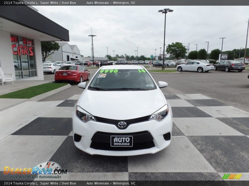 2014 Toyota Corolla L Super White / Steel Blue Photo #2