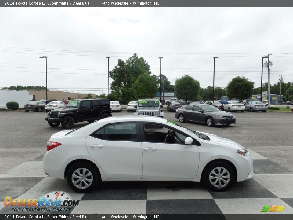 2014 Toyota Corolla L Super White / Steel Blue Photo #3