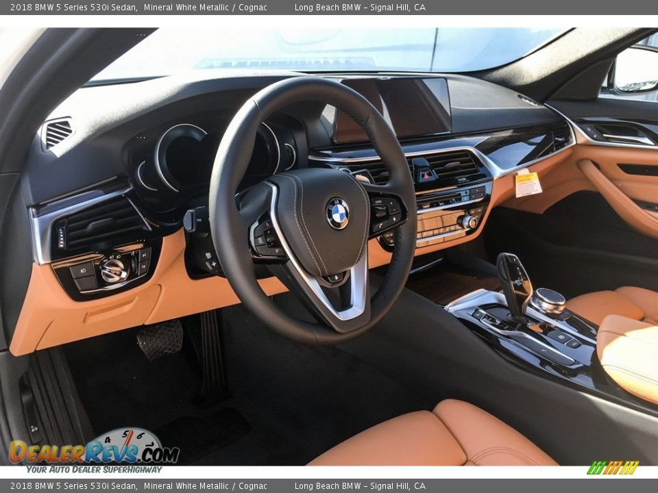 2018 BMW 5 Series 530i Sedan Mineral White Metallic / Cognac Photo #5