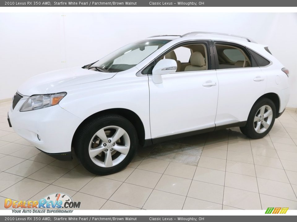 2010 Lexus RX 350 AWD Starfire White Pearl / Parchment/Brown Walnut Photo #3