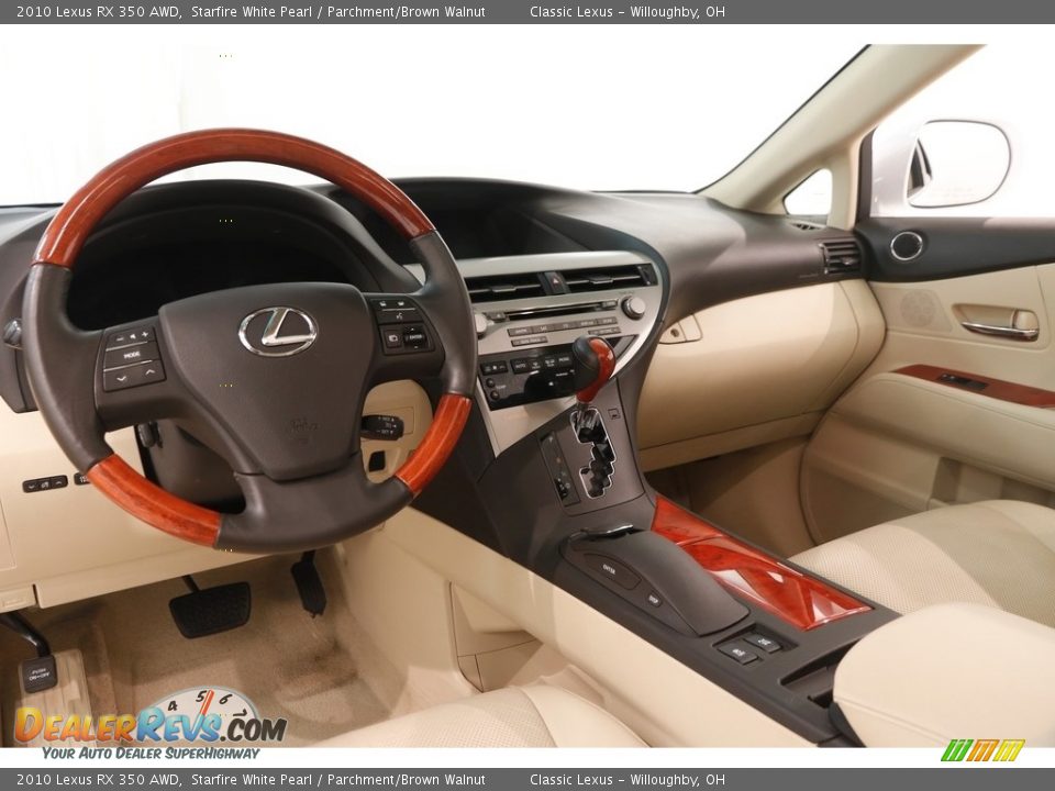 2010 Lexus RX 350 AWD Starfire White Pearl / Parchment/Brown Walnut Photo #9
