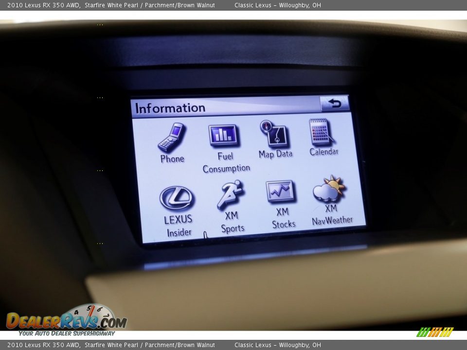 2010 Lexus RX 350 AWD Starfire White Pearl / Parchment/Brown Walnut Photo #18