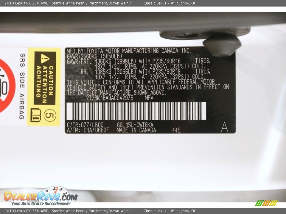 2010 Lexus RX 350 AWD Starfire White Pearl / Parchment/Brown Walnut Photo #31
