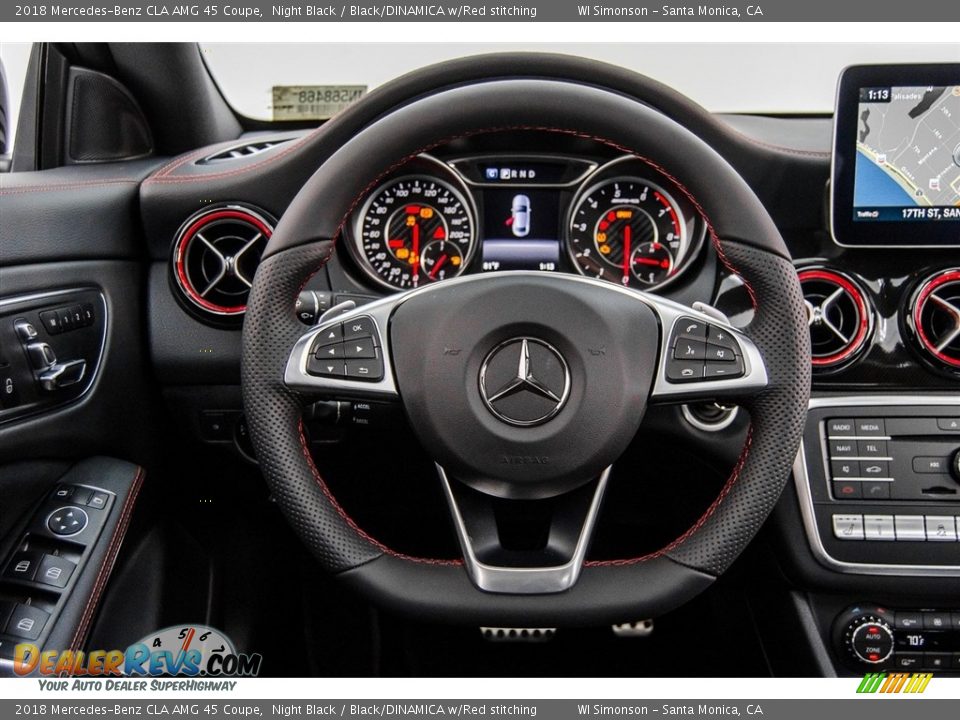 2018 Mercedes-Benz CLA AMG 45 Coupe Night Black / Black/DINAMICA w/Red stitching Photo #18