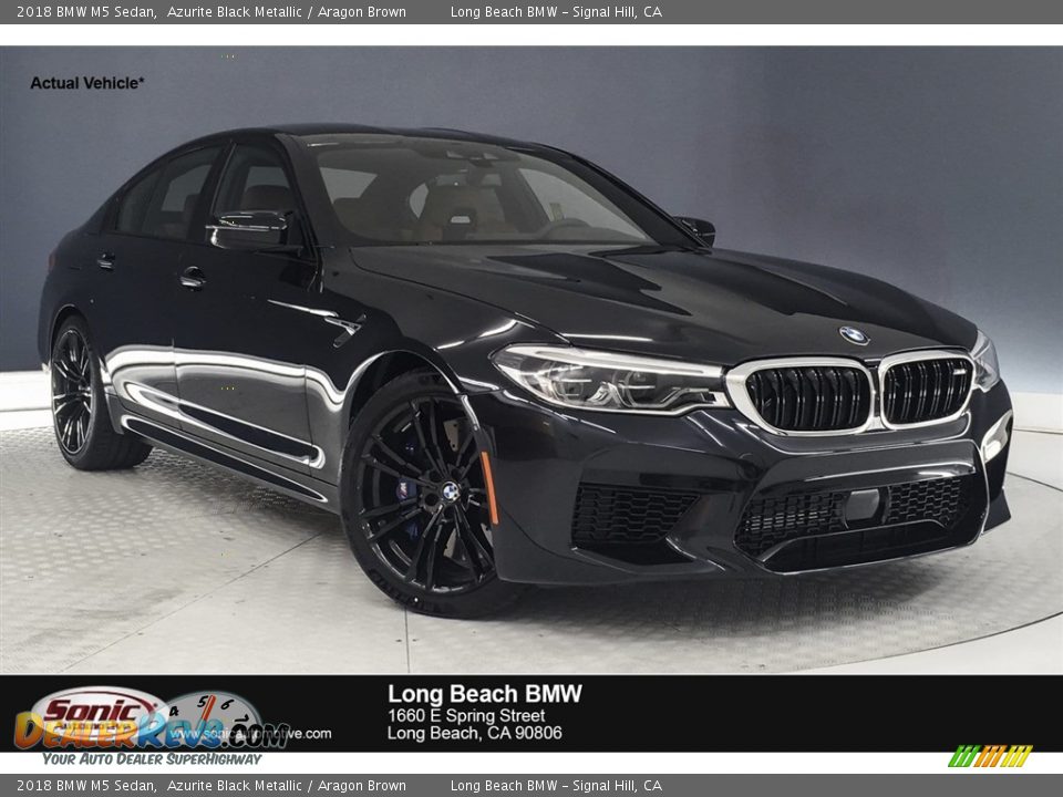 2018 BMW M5 Sedan Azurite Black Metallic / Aragon Brown Photo #1