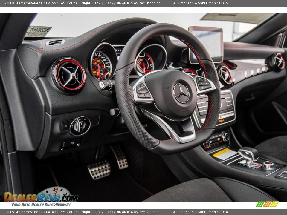 2018 Mercedes-Benz CLA AMG 45 Coupe Night Black / Black/DINAMICA w/Red stitching Photo #25