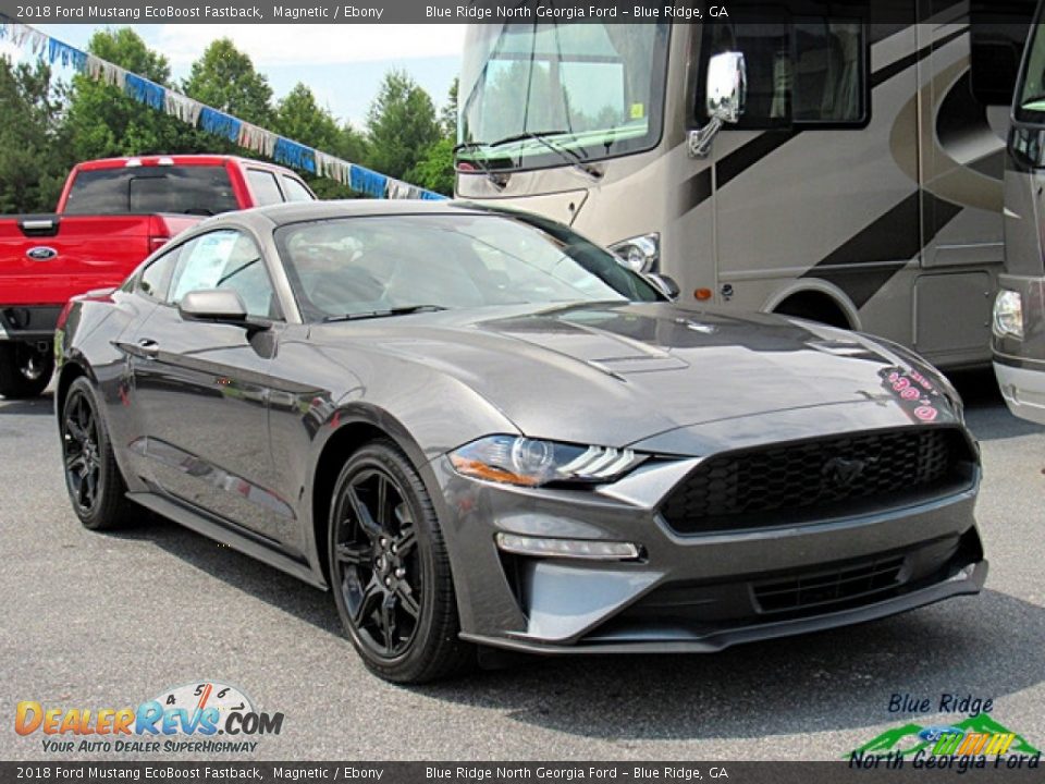 2018 Ford Mustang EcoBoost Fastback Magnetic / Ebony Photo #7