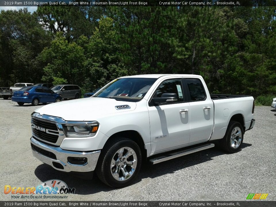 2019 Ram 1500 Big Horn Quad Cab Bright White / Mountain Brown/Light Frost Beige Photo #1