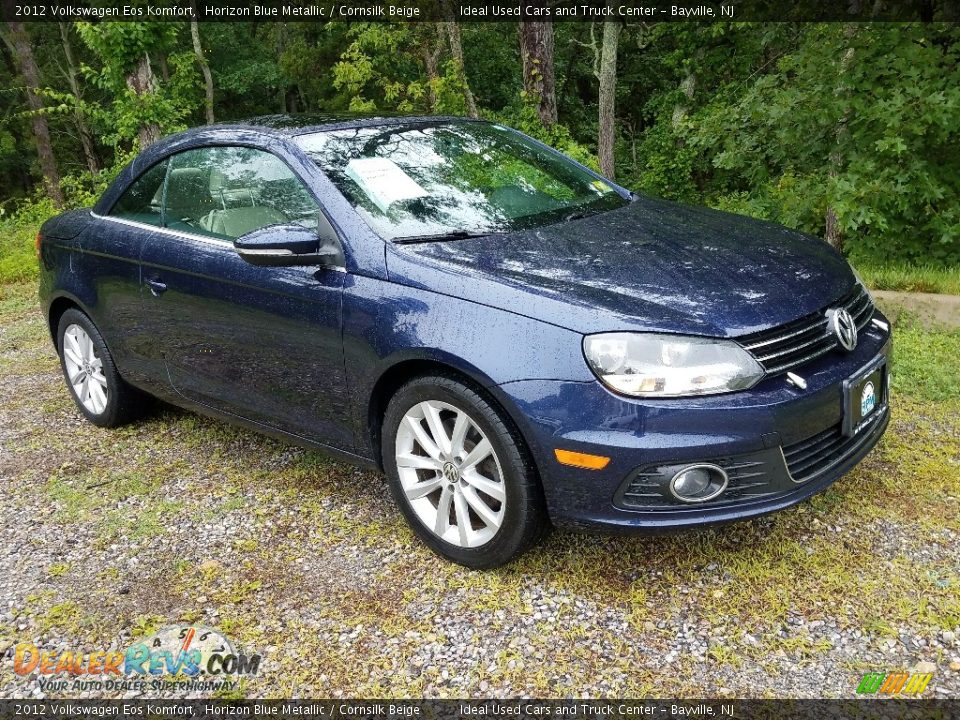 2012 Volkswagen Eos Komfort Horizon Blue Metallic / Cornsilk Beige Photo #7