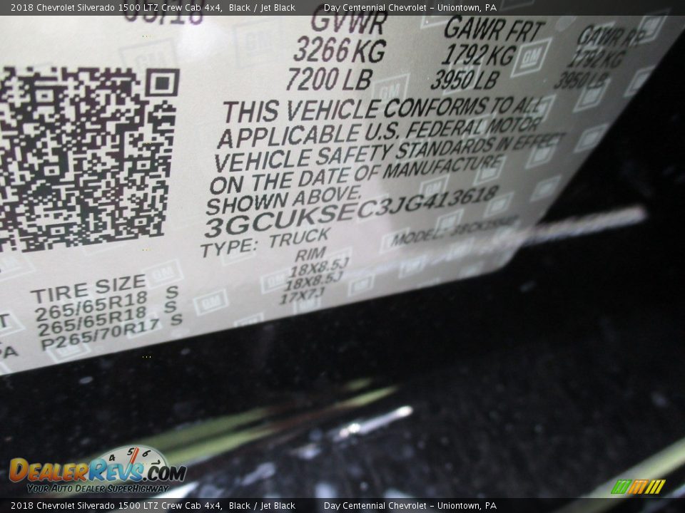 2018 Chevrolet Silverado 1500 LTZ Crew Cab 4x4 Black / Jet Black Photo #19