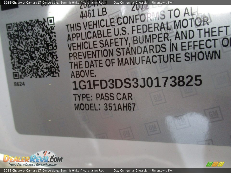 2018 Chevrolet Camaro LT Convertible Summit White / Adrenaline Red Photo #19