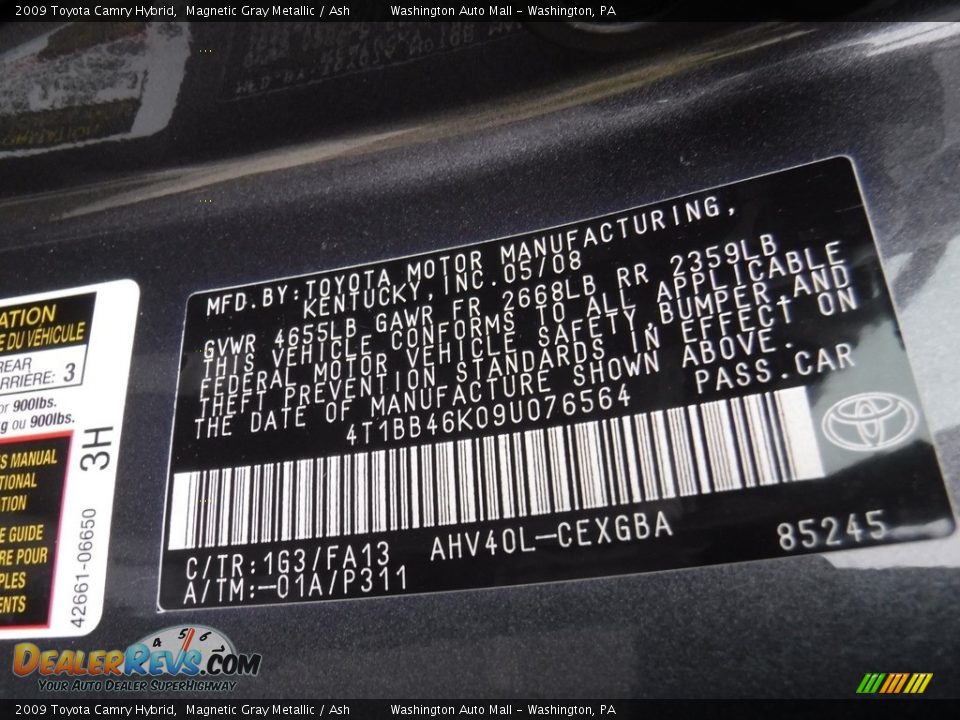 2009 Toyota Camry Hybrid Magnetic Gray Metallic / Ash Photo #24