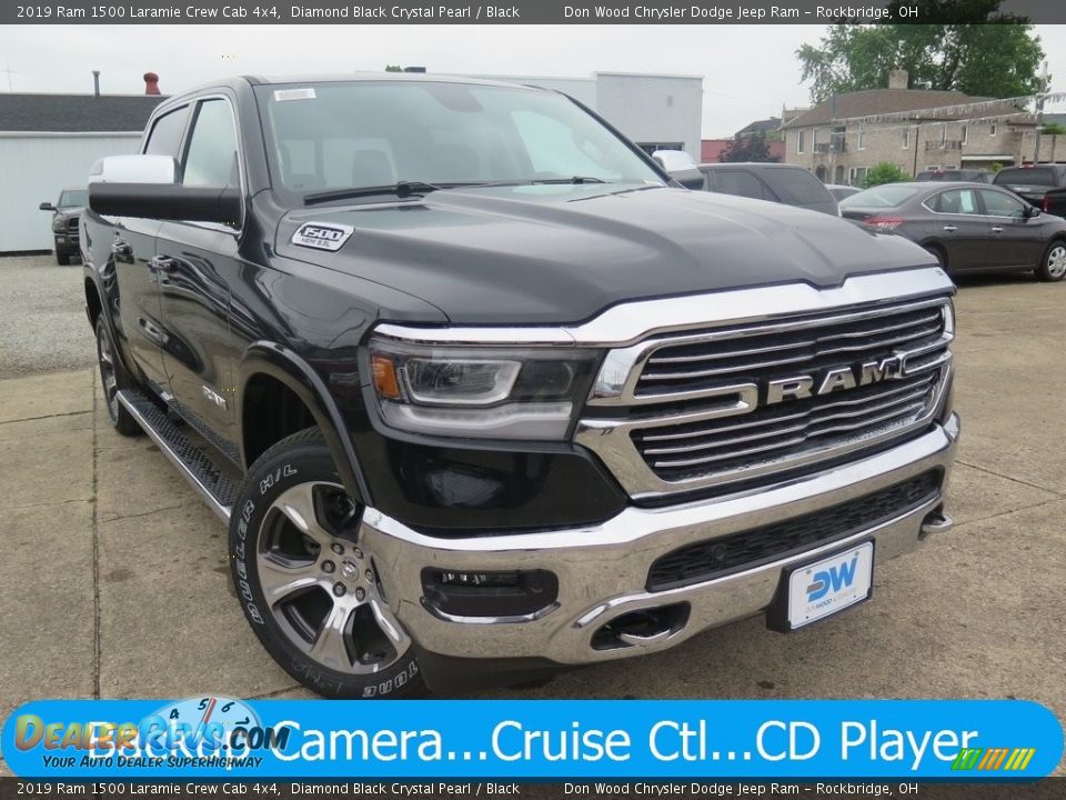 2019 Ram 1500 Laramie Crew Cab 4x4 Diamond Black Crystal Pearl / Black Photo #1
