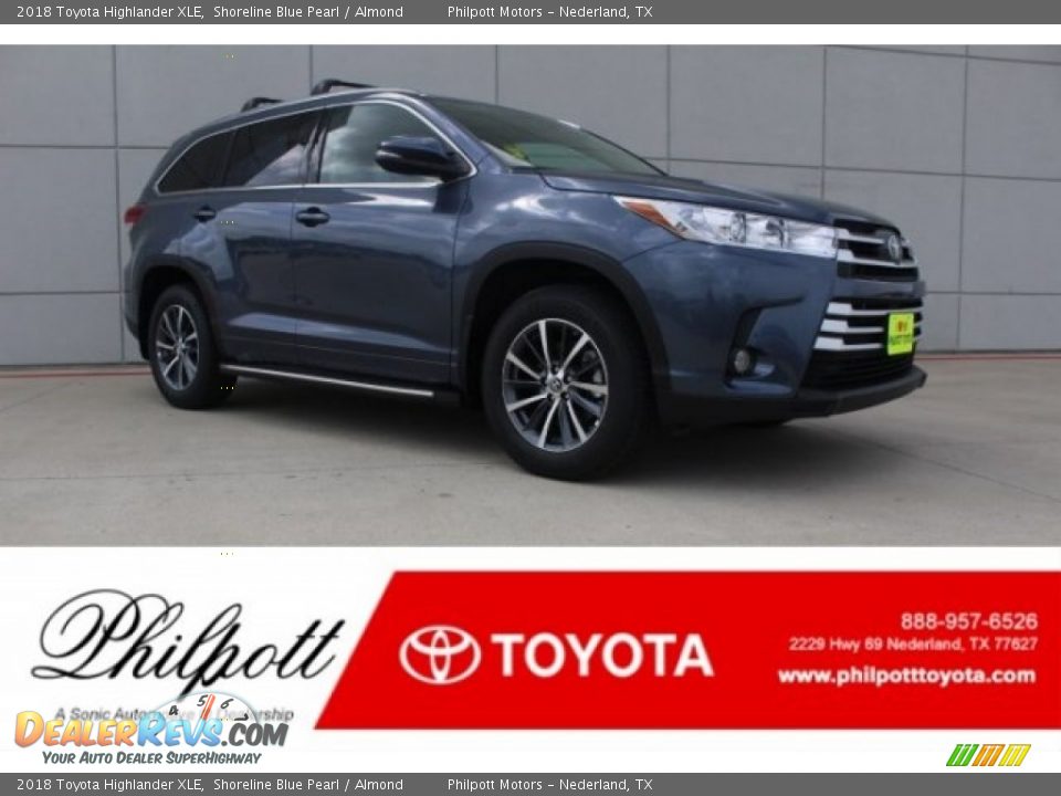 2018 Toyota Highlander XLE Shoreline Blue Pearl / Almond Photo #1