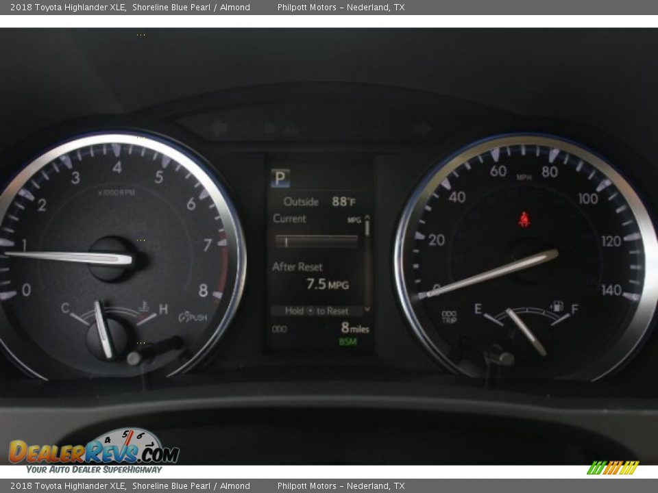 2018 Toyota Highlander XLE Shoreline Blue Pearl / Almond Photo #22