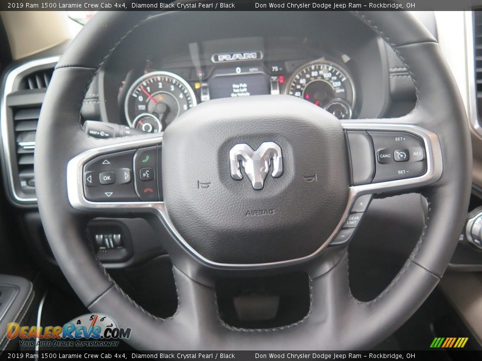 2019 Ram 1500 Laramie Crew Cab 4x4 Diamond Black Crystal Pearl / Black Photo #16