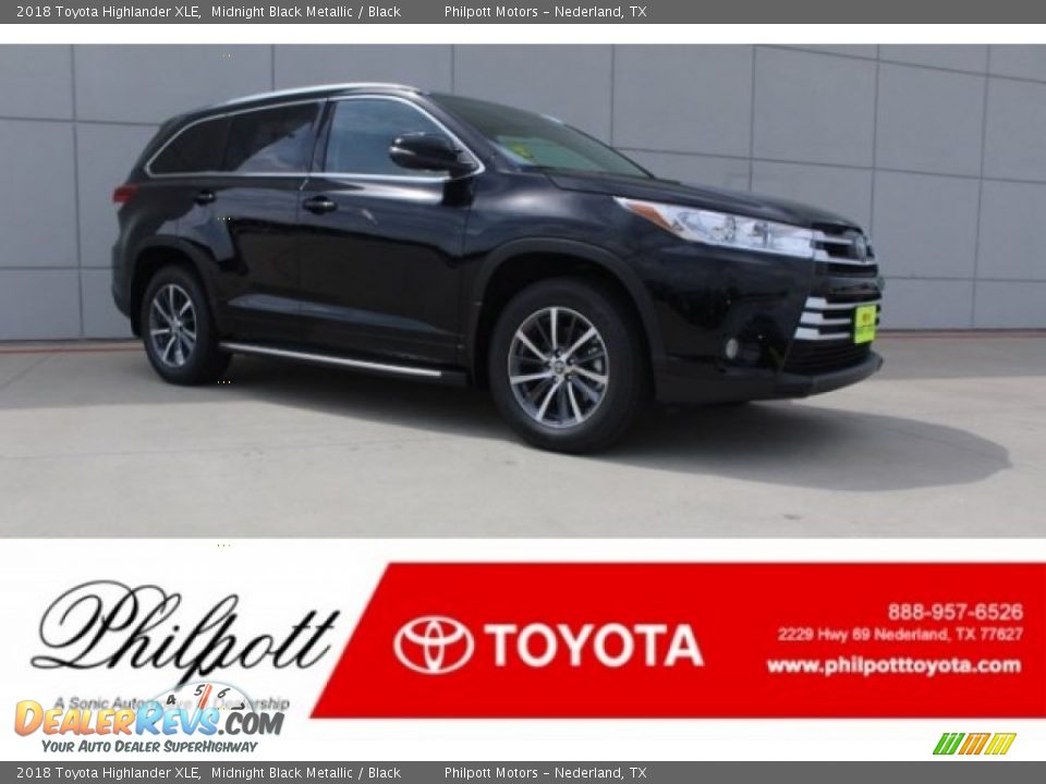 2018 Toyota Highlander XLE Midnight Black Metallic / Black Photo #1