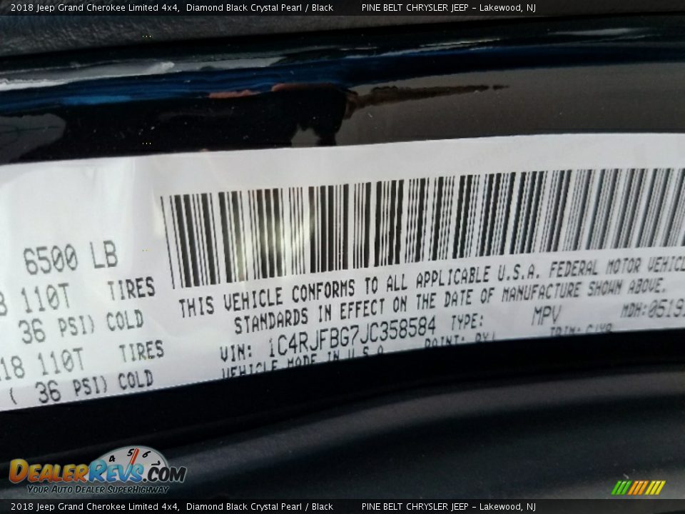 2018 Jeep Grand Cherokee Limited 4x4 Diamond Black Crystal Pearl / Black Photo #9