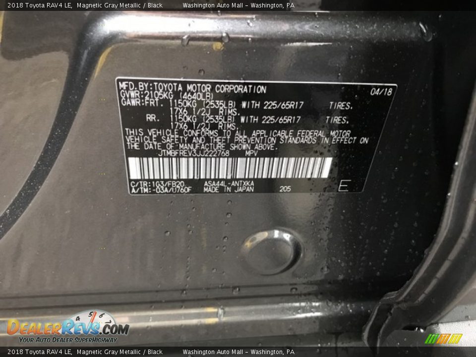 2018 Toyota RAV4 LE Magnetic Gray Metallic / Black Photo #18