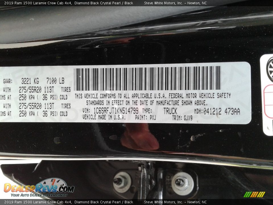 2019 Ram 1500 Laramie Crew Cab 4x4 Diamond Black Crystal Pearl / Black Photo #36