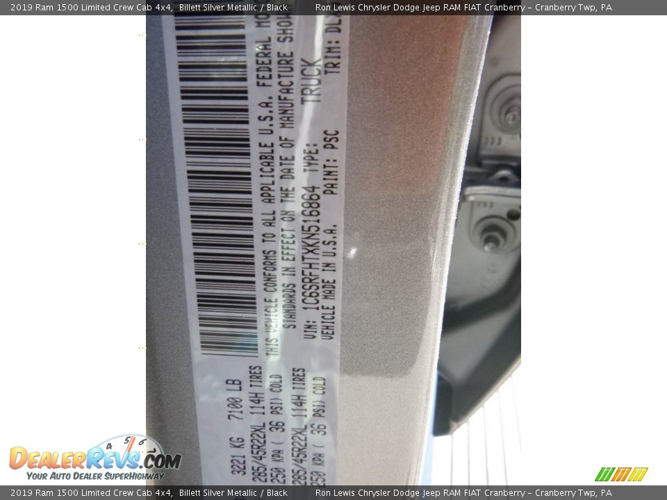 2019 Ram 1500 Limited Crew Cab 4x4 Billett Silver Metallic / Black Photo #13