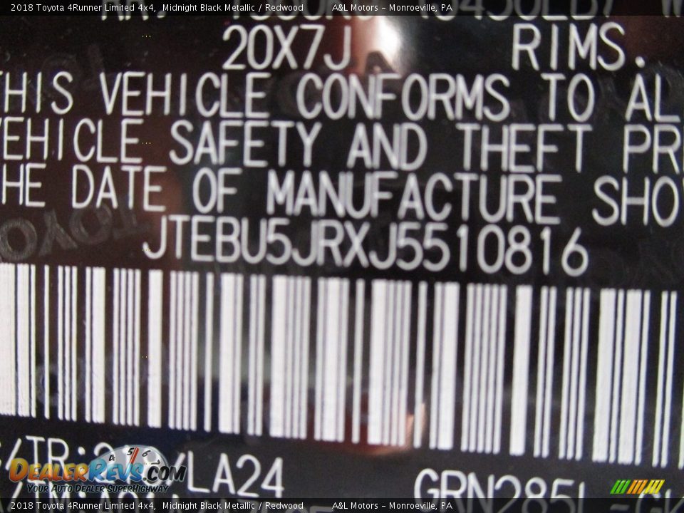2018 Toyota 4Runner Limited 4x4 Midnight Black Metallic / Redwood Photo #19