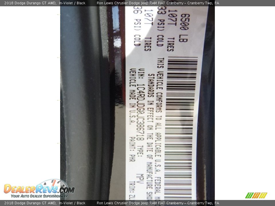 2018 Dodge Durango GT AWD In–Violet / Black Photo #14