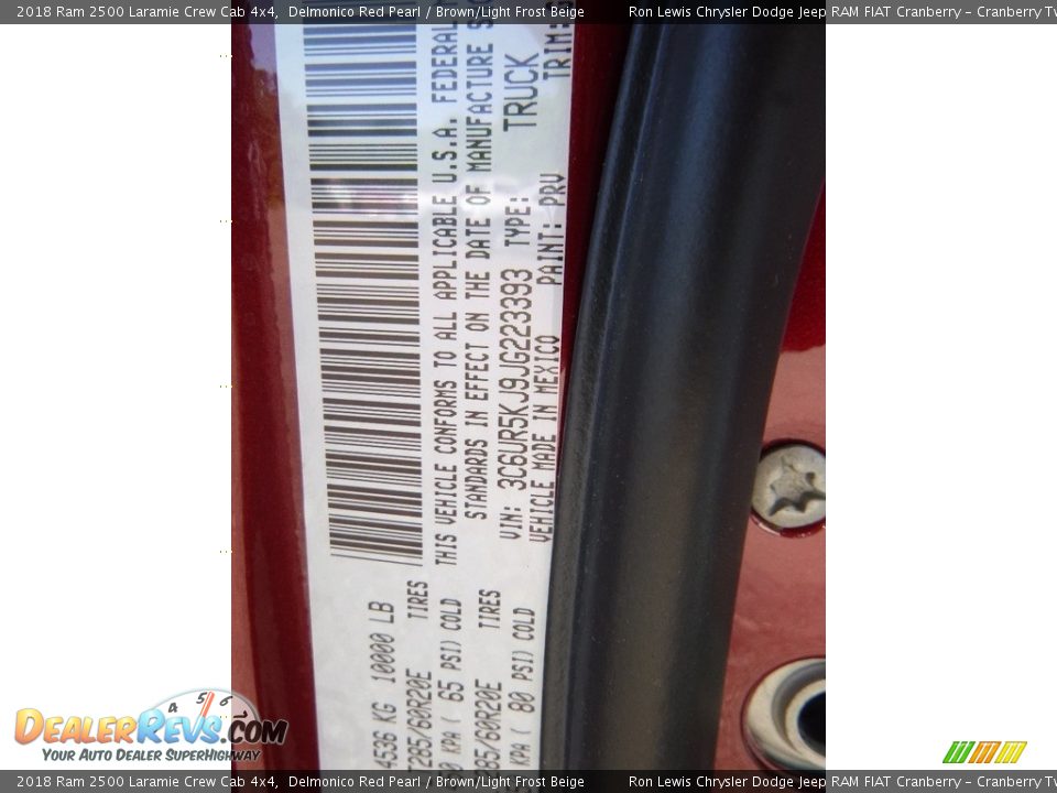2018 Ram 2500 Laramie Crew Cab 4x4 Delmonico Red Pearl / Brown/Light Frost Beige Photo #16